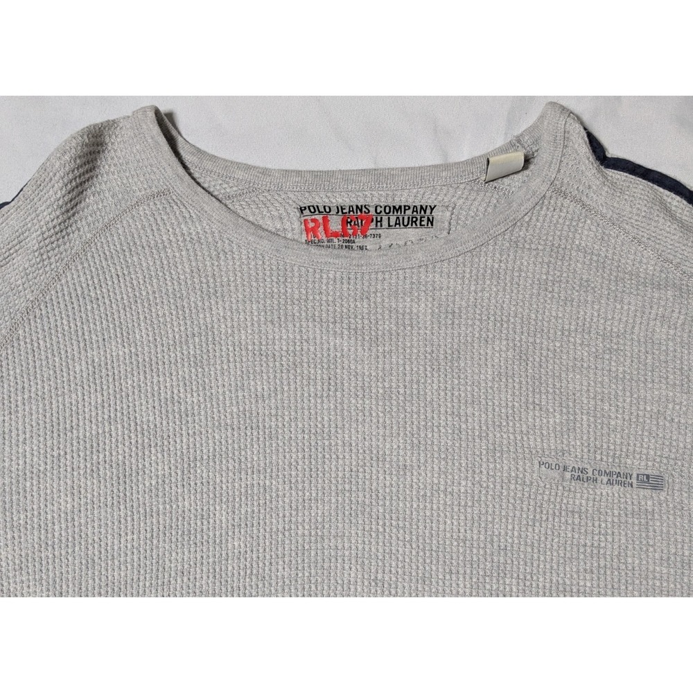 VTG POLO JEANS CO RALPH LAUREN Military Surplus Gray Thermal Shirt - Men 2XL - Picture 3 of 16